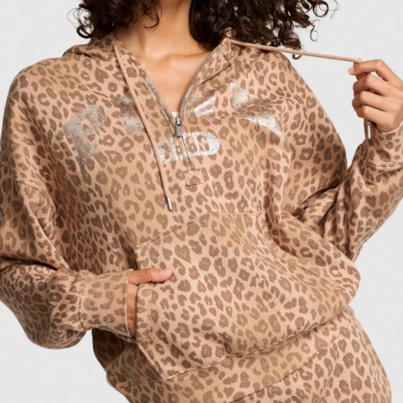 Victorias Secret PINK Leopard Half Zip Hoodie - Picture 3 of 5